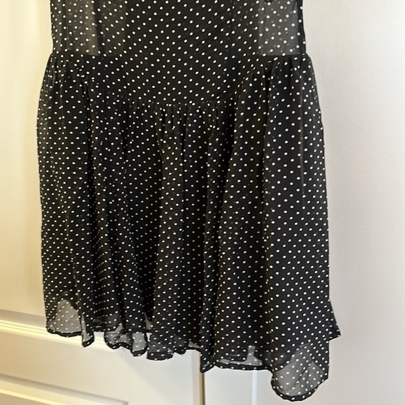 NEW Reformation Davonne Mini  Dress in Black Polkadot Frill Detail | size 0 - Picture 12 of 13